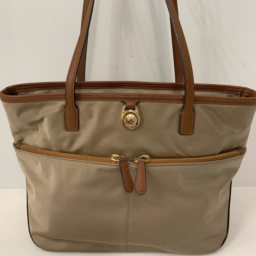 Michael Kors Tan Nylon Kempton Shoulder Handbag Tote Purse